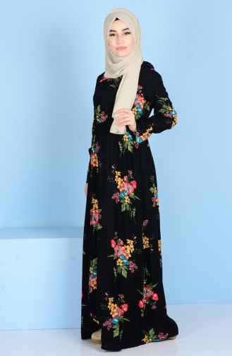 Schwarz Hijab Kleider 4090-05