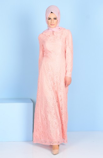 Lace Coated Dress 3117A-05 Salmon 3117A-05