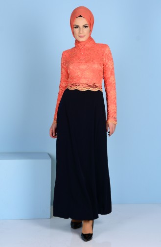 Kleid mit Spitzen 3162-06 Orange 3162-06