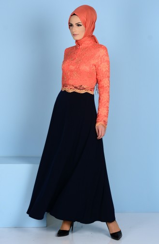 Kleid mit Spitzen 3162-06 Orange 3162-06