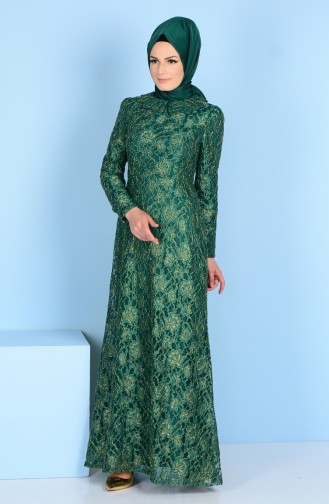 Emerald Green Hijab Dress 3117-02