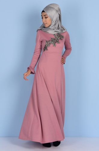 Lacing Detailed Dress 2103-01 Dry Rose 2103-01