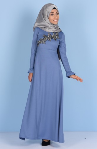 Lacing Detailed Dress 2103-02 Blue 2103-02