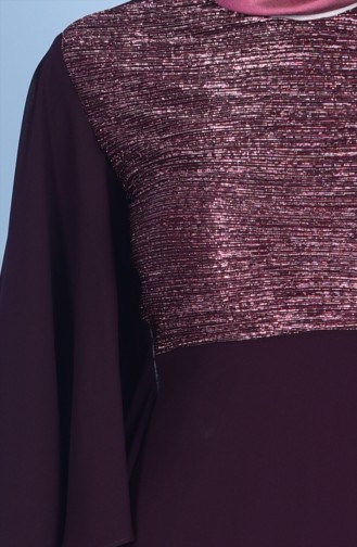 Glittered Chiffon Dress 99087-03 Maroon 99087-03