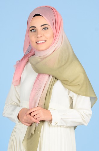 Cotton Shawl with Colour Fade and Stones 50308-01 Pink 01