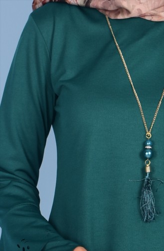Necklace Detailed Tunic 0644-07 Jade Green 0644-07