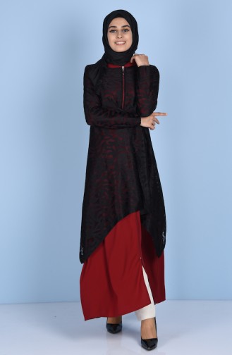 Lacing Cover Abaya 7268-03 Claret Red 7268-03