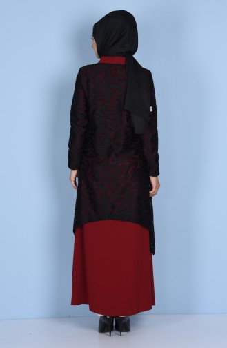 Lacing Cover Abaya 7268-03 Claret Red 7268-03