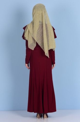 Claret Red Hijab Dress 3139-01