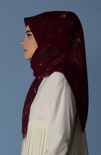 Desenli Cotton Eşarp 50309-12 Bordo