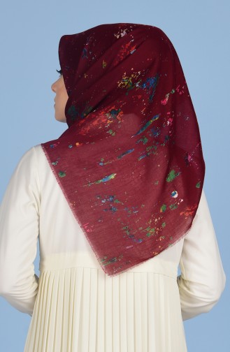 Desenli Cotton Eşarp 50309-12 Bordo