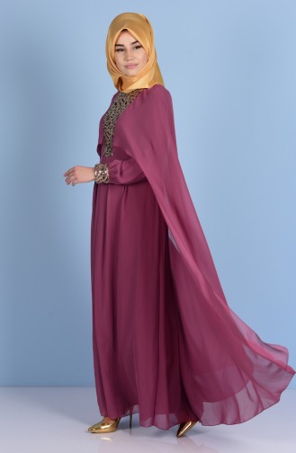 Beige-Rose Hijab-Abendkleider 52551-10