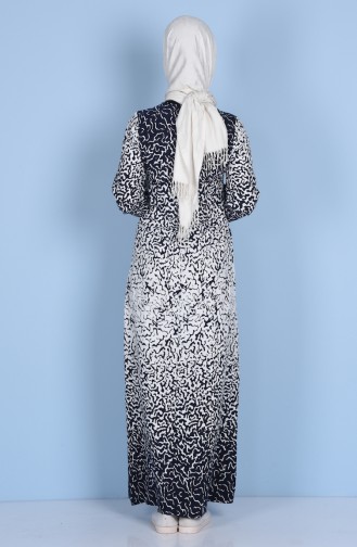 Viscose Decorated Dress 1339-01 Navy Blue White 1339-01