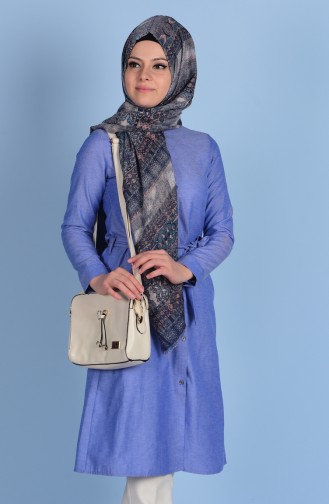 Kuşaklı Tunik 6259-13 Mavi