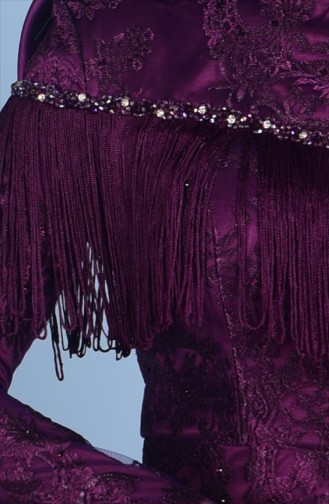 Purple Hijab Evening Dress 7176-01