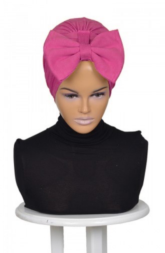 Combed Cotton Bonnet with Large Bowtie-PINK HT0295-7 0295-7