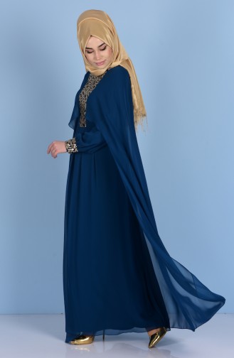 Petroleum Hijab-Abendkleider 52551-12