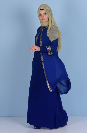 Glittered Evening Dress 7005-01 Saxon Blue 7005-01
