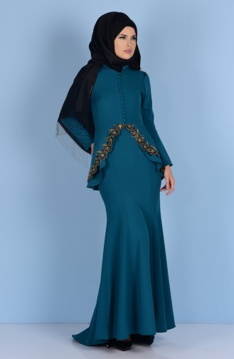 Petroleum Hijab-Abendkleider 5072-08
