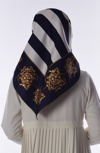 Decorated Twill Scarf 50320-06 Navy Blue 06