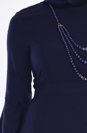 Necklace Detailed Dress 0688-04 Navy Blue 0688-04