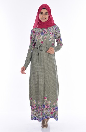 Khaki Hijab Kleider 4574M-01