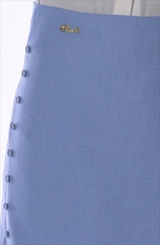 Button Detailed Pencil Skirt 8061-04 Baby Blue 8061-04