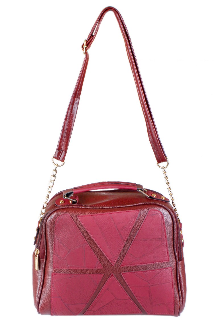 Sac à Main Vintage En Cuir Bordeaux/grenat - Années 60 - Style épaule - Occasion