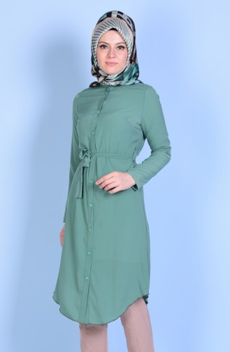 Tunic with Buttons and Belt 1000-07 Almond Green 1000-07
