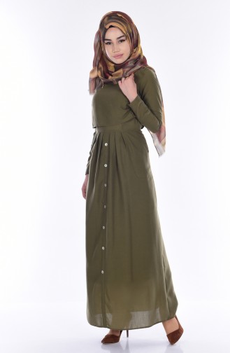 Pleatet Dress with Pockets 4059-09 Khaki 4059-09