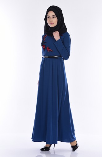 Decorated Belt Dress 5064-07 Indigo 5064-07