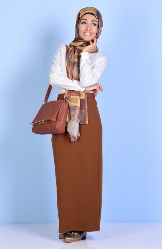Plus Size Elastic Pencil Skirt 7107-02 Brown 7107-02
