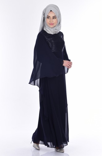 Chiffon Kleid mit Glitzer 99087-05 Dunkelblau 99087-05