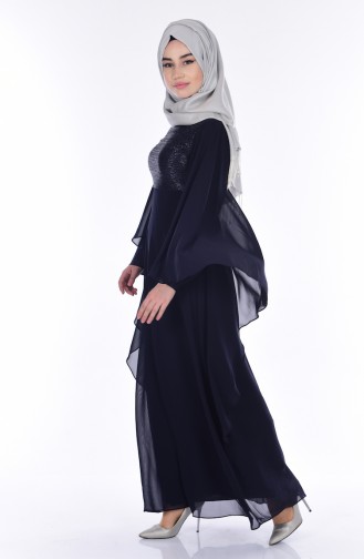 Chiffon Kleid mit Glitzer 99087-05 Dunkelblau 99087-05