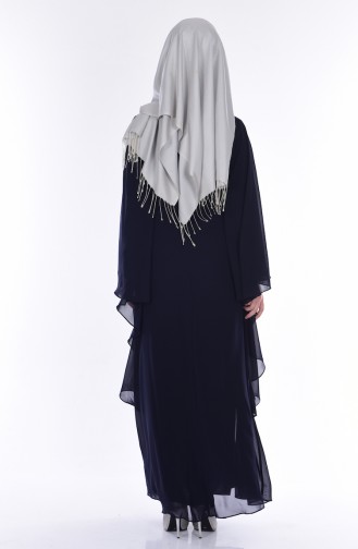 Chiffon Kleid mit Glitzer 99087-05 Dunkelblau 99087-05
