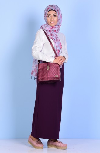 Plus Size Elastic Pencil Skirt 7107-01 Purple 7107-01