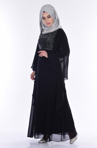 فستان شيفون بتفاصيل لامعة 99087-04