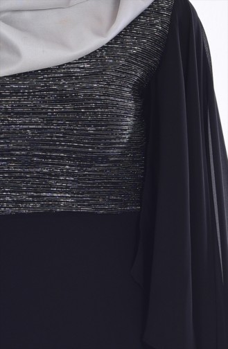Glittered Chiffon Dress 99087-04 Black 99087-04