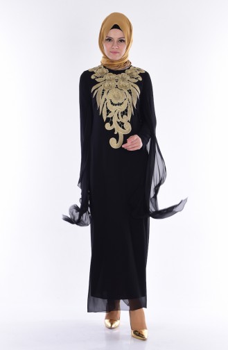 Schwarz Hijab-Abendkleider 3132-01