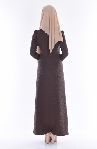 Khaki Hijab Dress 7134-01