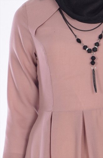 Pleated Dress with Necklace 4170-07 Mink 4170-07
