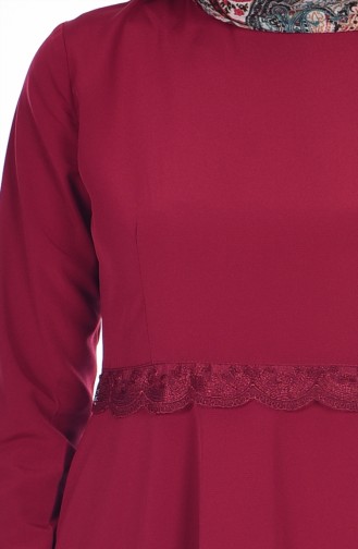 Lace Detailed Tunic 2055-05 Claret Red 2055-05