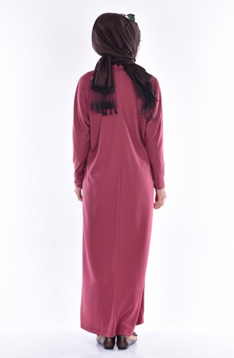 Bat Sleeve Dress with Necklace 1495-05 Dry Rose 1495-05