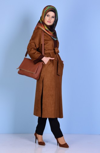Belted Suede Coat 4427-02 Tobacco 4427-02