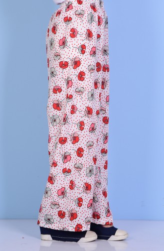 Decorated Flared Trousers 8001H-02 Red 8001H-02