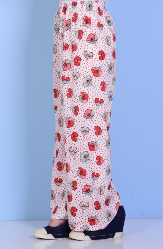 Decorated Flared Trousers 8001H-02 Red 8001H-02
