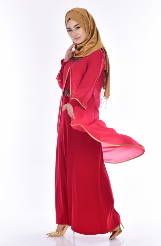 Abendkleid mit Perlen 7003-01 Rot 7003-01