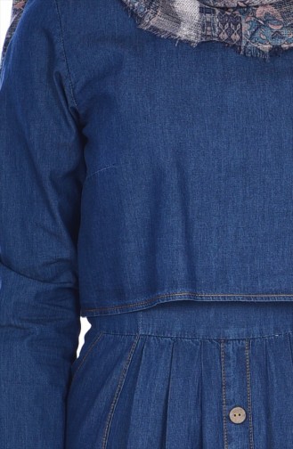 Pocket Detailed Denim Dress 4169-01 Navy Blue 4169-01