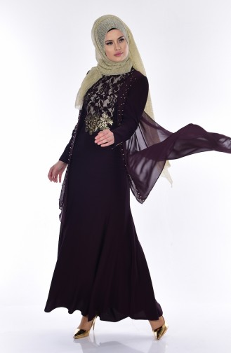 Abendkleid mit Spitzen 7004-01 Lila 7004-01