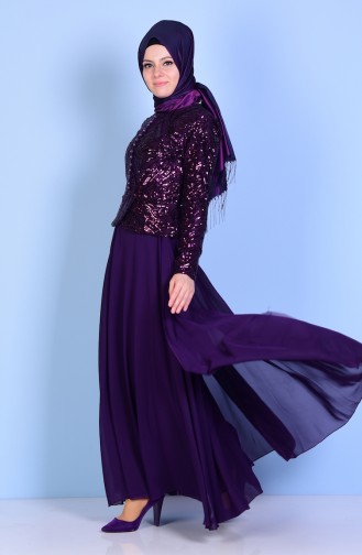 Lila Hijab-Abendkleider 5086-06